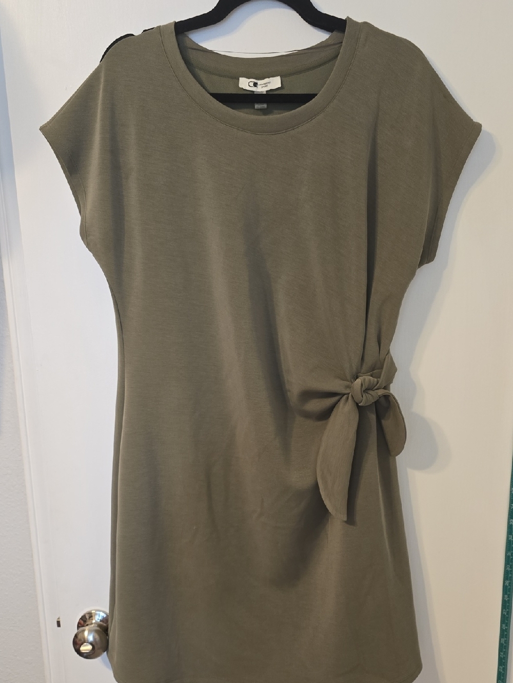 Cable & Gauge Olive Green Knot Side T-Shirt Dress